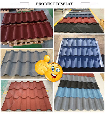 1340mm*420mm*0.4mm Windproof Stone Coated Steel Roofing Sheet for Buildings Manufacture 0.35mm/0.5mm Thickness