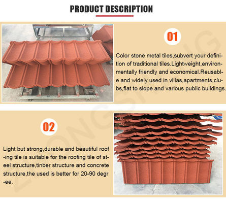 Plain Roof Tiles Zinc Aluminum Steel Stone Chips 0.2*420*1340 Stone Coated Metal Roof Tiles for All-Weather Protection