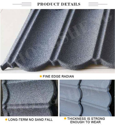 Prime 0.4mm*420mm*1340mm Red Green Blue Stone Coated Steel Roofing Tile for Hotel Construction