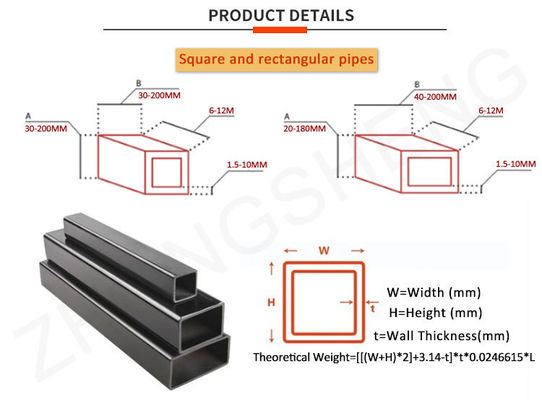 100 x 100 x 4 mm ASTM Steel Profile MS Square Tube with Invoicing by Actual Weight and Thickness 0.8-12.75mm